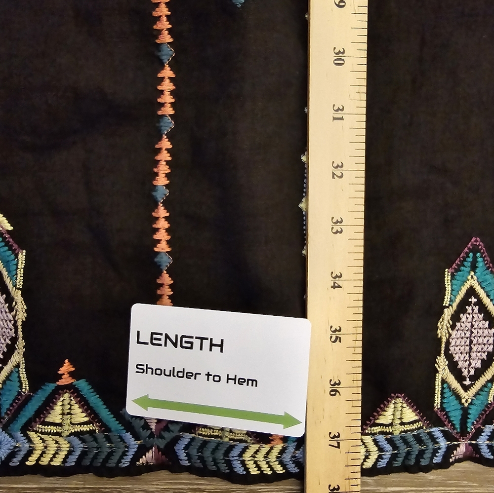 Johnny Was Black Floral Embroidered Dress - Picture 12 of 16